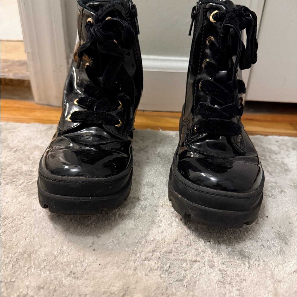 Girls Black Patent Leather Boots